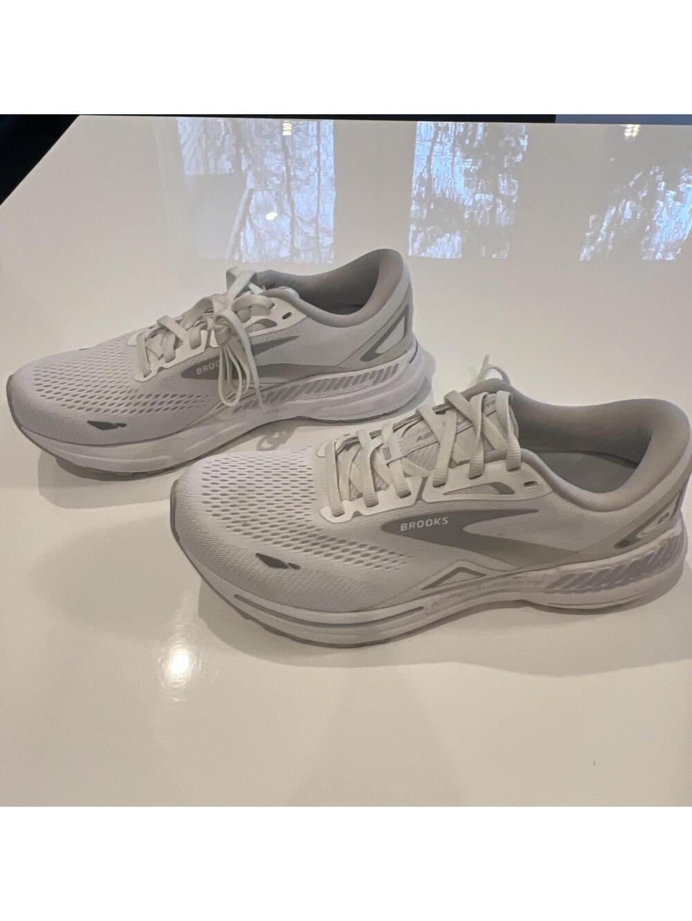 Women's Brooks Adrenaline GTS 23, White/Oyster/Silver, 9.5 B Medium US - Picture 4 of 8